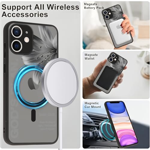 Magnetic Bible Verse Phone Case for iPhone 11 6.1",Compatible with MagSafe,Jesus Famous Quotes Lily Pattern Aesthetic Design TPU Shockproof Protective Phone Cover for Girls Women - color: Lily, size: for iPhone 11