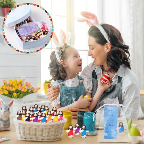 Barydat 100 Sets Mini Jesus Figurines Bulk Easter Gift Little Jesus Figures Tiny Toys Christ Savior Doll with Cards Bags for Religious Party Favors Sunday School Baptism Gift(Bohemian Style) - style: Bohemian Style
