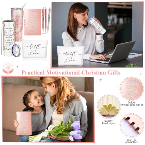 Domensi 6 Pcs Christian Gifts Set, 20 oz Tumbler Notepad Pens, Rose Pink - color: Rose Pink