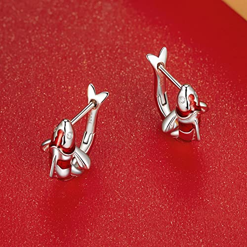 925 Sterling Silver Earrings Hypoallergenic Huggie Earring for Women - color: koi