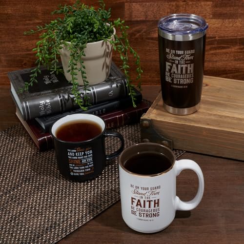 Christian Art Gifts Stainless Steel Double Wall Vacuum Insulated Tumbler 18 oz - color: Brown/Stand Firm