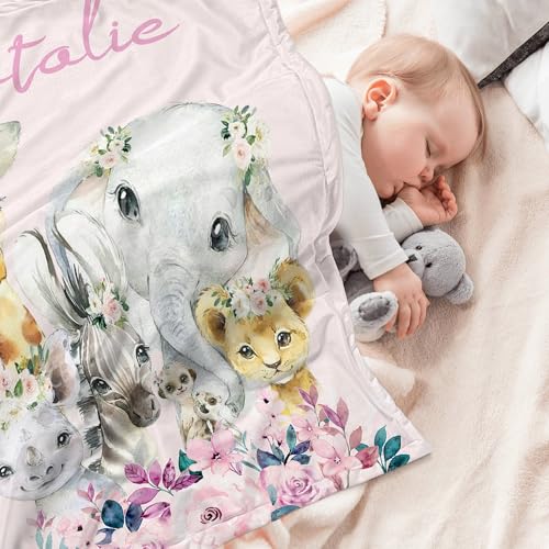 Personalized Baby Blanket with Name Custom Animals Blanket for Infant Toddler Newborn Customized for Boy Girl Birthday Christmas - color: Style13