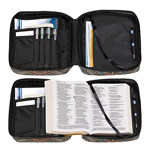 Suobstales Boho Paw Print Bible Cover Bible Case for Women Men Lightweight Carrying Book Cover Church Bag Bible Protective Bag with Handle and Zippered Pocket - color: Boho Paw