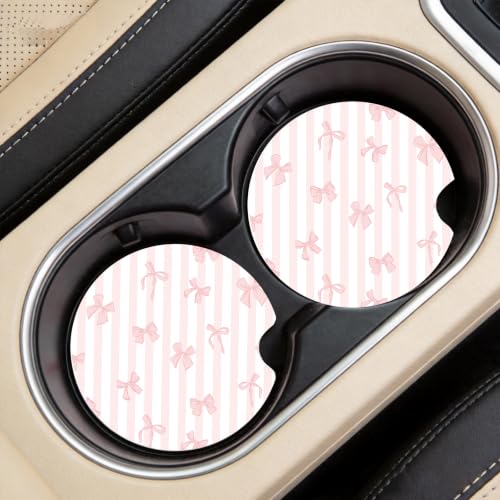 Car Coasters for Cup Holders, 2 Pack Absorbent Ceramic Cup Holder Coasters for Car, Car Cup Coasters with Stylish Design, Cute Car Accessories for Women Interior, Universal Fit (Blush) - color: Blush