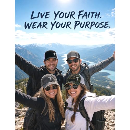 Christian Hats for Men Women,Jesus 3 Nail Cross Hat Christian Religious Gifts for Birthday/Christmas - color: 01.black-silver