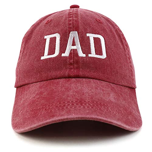 Trendy Apparel Shop Dad Embroidered Pigment Dyed Low Profile Cotton Cap - color: Burgundy