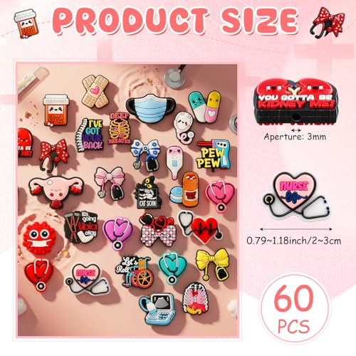 Tondiamo 60 Pcs Nurse Silicone Focal Beads for Pens Bulk Beads for Beadable Pen Keychain Jewelry Bracelet Making DIY Crafts - style: Nurse