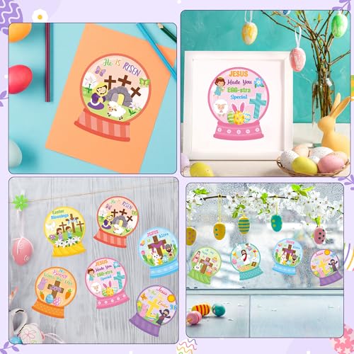 CY2SIDE Religious Face Sticker Sheets - 40PCS Make Your Own Jesus Faith Crystal Ball Craft Game for Kids Classroom Rewards DIY Religious Resurrection Bible Cross Party Favors for Sunday School Project - style: Easter Crystal