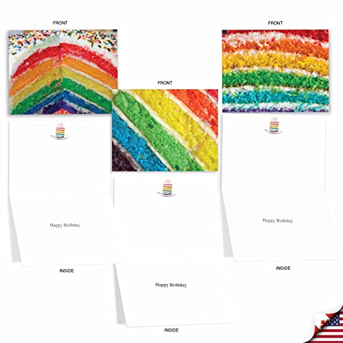 Best Card Co 20 Mini Birthday Assorted Notecards Cakes AM6565BDG-B2x10 - style: Rainbow Cakes