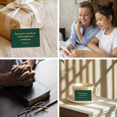 Bible Verse Cards, 60 Mini Prayer Cards on 300GSM Pearl Paper - color: Green