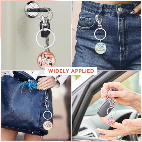 Lemecima 18Pcs Christian Keychain Bulk Bible Verse Religious Keychain Scripture Quote Inspirational Gifts Supplies for Men Women