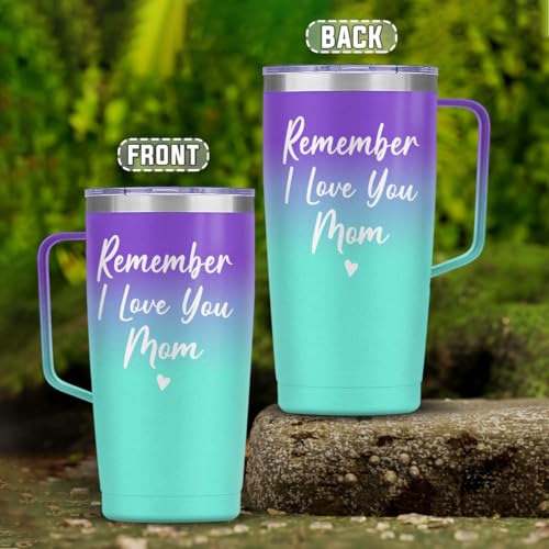 SANDJEST Mom Tumbler with Handle 20oz Stainless Steel Insulated Coffee Travel Mug Cup Moms Tumblers Gifts for Mother Mama Mommy from Daughter Son Gift for Mothers Birthday Christmas - color: Mom 1