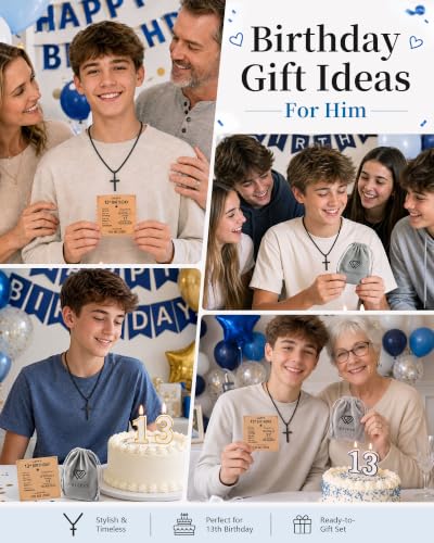 9–13 Year Old Boy Birthday Gifts Idea, Cross Necklace for Boys - style: 13th birthday