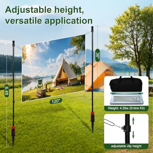 6.5FT Outdoor Banner Stand ,Adjustable Banner Pole with 2 Stakes