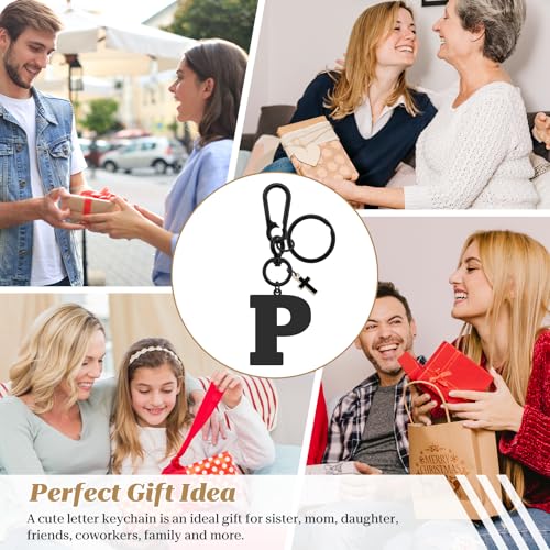 Dabihu Letter Keychain Christian Letter A-Z Alphabet Keyring for Backpack Handbag Alphabet Monogram Key Chain - color: P
