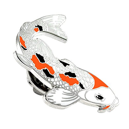 PinMart Ocean & Sea Animal Enamel Lapel Pins for Hats, Jackets & Bags - color: Koi Fish Silver Color Plated, size: 1 Piece