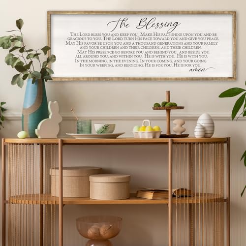 RLWangChao The Blessing Wall Art 32x12 Inch Wood - color: The Lord Bless You And Keep You (Wood), size: 32"L x 12"W
