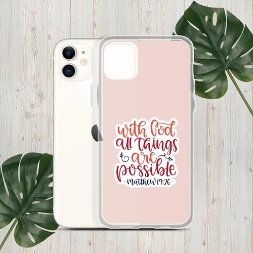 with God All Things are Possible Matthew 19:26 Sticker Christian Religious Bible Verse Humor Sticker Bookish Book Lover Waterproof Die-Cut Vinyl Decal for Water Bottle Laptop Phone for Mom Dad Friend