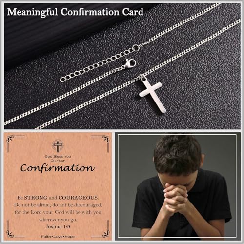 Cross Necklace for Boys Kids Christian Catholic Religious Gifts - color: Confirmation -Boys