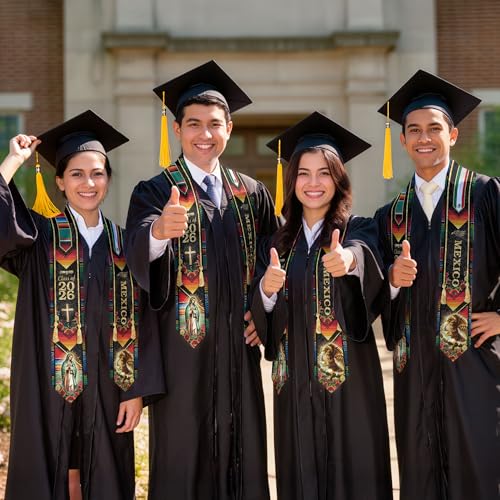 Mexico Graduation Sash, Cross Graduate Stole, Class Of 2026, Mexican Stole - color: Ds 05