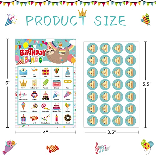 FLYAB Birthday Bingo Game for Kids Adults 26 Players Birthday Bingo Cards - color: Z