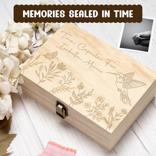 Personalized Time Capsule Box, Engraved Wooden Keepsake Box with Lid - style: 13. Time Capsule Designs