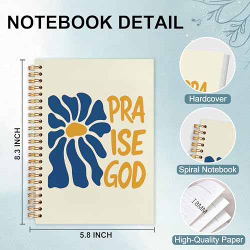 Boho Floral Christian Spiral Notebook 5.5x8.3 - color: White Boho Floral Christian