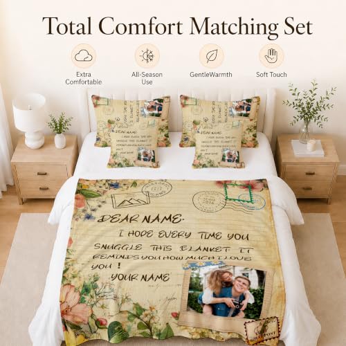 Personalized Blanket Gift for Wife, Custom Photo Living Room Throws - color: Green