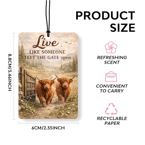Highland Cow Car Air Freshener 4 Pack,Funny Highland Cow Hanging Scented Fresheners with Inspirational Quotes for Car Mirror,Farm Animal Air Fresheners for Cars, Home,Closet Decor for Women Men - color: Highland Bull