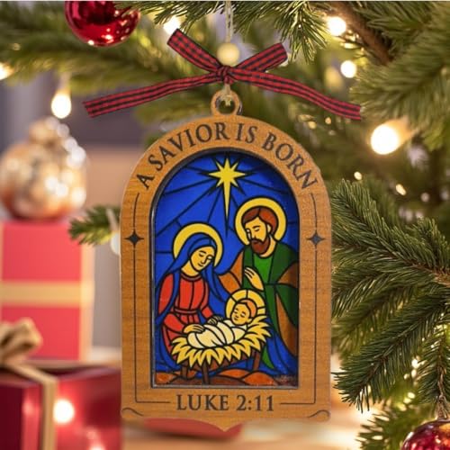 Nativity Christmas Ornaments – Religious Holy Family Ornament with Bethlehem Star, Christian Christmas Tree Decoration (Nativity Luke Ornament) - color: Nativity Luke Ornament