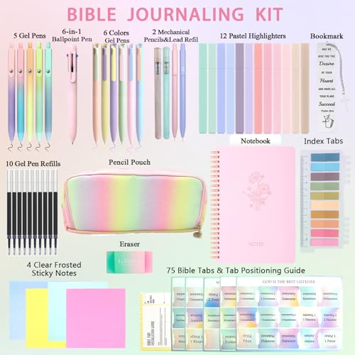 52Pcs All-in-one Bible Study Journaling Supplies, Bible note Taking Set - color: Multicolor