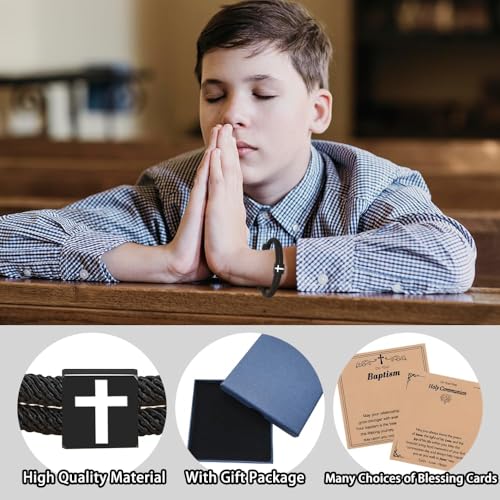 Baptism Gifts for Boys,Braided Rope Cross Bracelet for Kids,First Communion Gifts Boys Christian Christening Graduation (Always Remember) - color: Always Remember