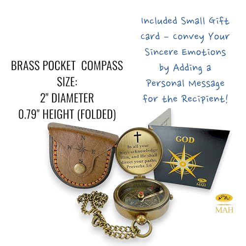 Handmade Religious Brass Compass Gift with Engraved & Embossed Faith Messages – Inspirational Christian Religious Gift Keepsake for Baptism, Confirmation, Christening, First Communion or Christmas - style: May Your Faith – Edition 1