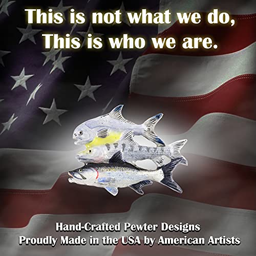 Grand Slam Bonefish Tarpoon Fish Pin, Pewter, Lapel, Hat, Pins, Brooch, Brooches, Jewelry, Gift, Handmade in the USA, 200 Fish Designs Available. S035PRZ - color: Hand Painted
