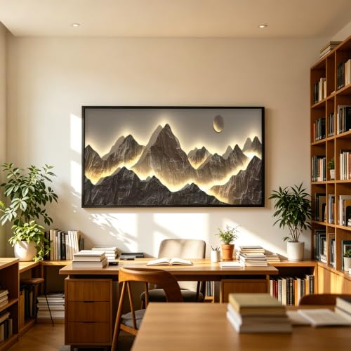 Large Framed Modern Mountain Wall Art Abstract Landscape Canvas Wall Decor - color: Mountain, size: 32"L x 16"W