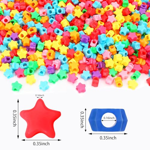 UPINS 1200Pcs Rainbow Star Pony Beads for Bracelets 4th of July Pride Party - color: Red Orange Yellow for Star