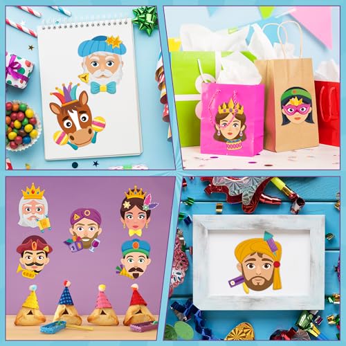 CY2SIDE Purim Character Face Sticker - 40PCS Make Your Own Jewish Religious Story Sticker for School Reward DIY Jewish Purim Day Party Supplies for Sunday School Classroom Activities - style: Purim Character