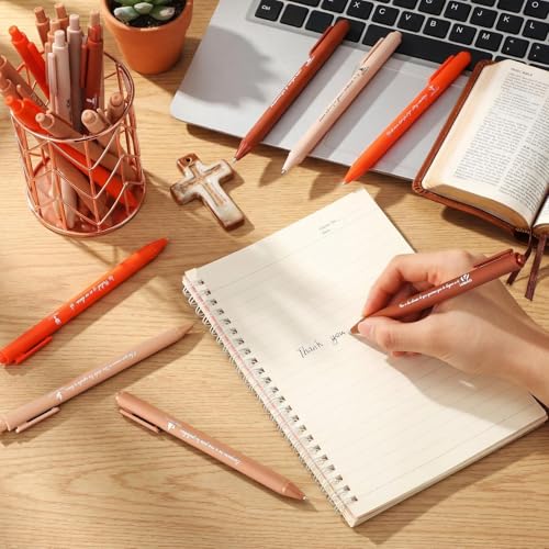 Sayglossy 100 Pcs Christian Spanish Ballpoint Pen Relgious Gift, Orange - color: Orange