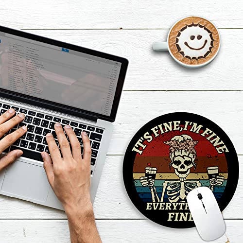 Gctriki Skull Mouse Pad, Funny Small Mouse Pads for Desk, 8.6 in, Round - color: Coffee Female skeleton