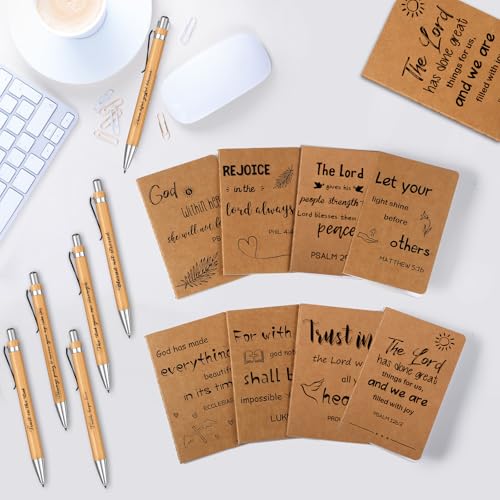 Funrous 32 Pcs Mini Notebooks with Pens Adults Party Favors, Bible - style: Bible
