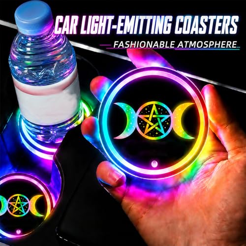 2 Hearts Car LED Cup Holder Lights Vibration Sensor Cups Coasters - color: 2 Hearts