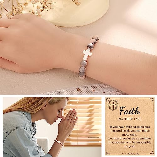 Christian Grandparents - Day Gifts for Women, Religious Cross Bracelet - color: Matthew17 -Pink