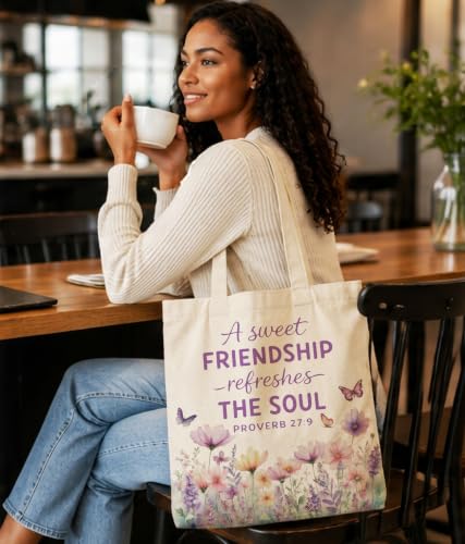 Christian Bible Verse Tote Bag for Women Faith Church - color: Friendship