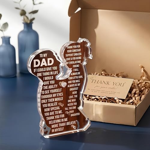 Dad Gifts from Daughter Acrylic Plaque – Emotional Thank You Gift for Dad, Meaningful Fathers Day Birthday Gifts for Father, Thank You For Always Being My Hero - color: Dad Plaque