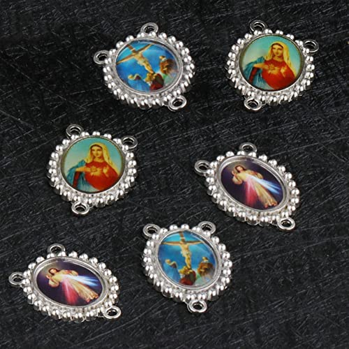 COTTVOTT St Benedict,Our Lady of Guadalupe Medal for DIY Jewelry Making,Virgin Mary Christ Jesus Rosary Center Connection Part - color: 30pcs-Enamel Medal E