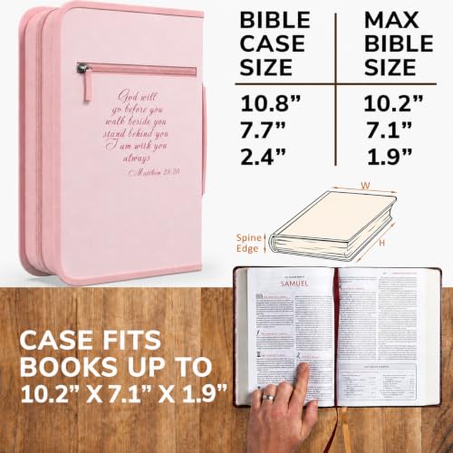 Bible Cover Case for Women - Large Floral Bible Carrying Cases for Women - color: Pink, size: Large