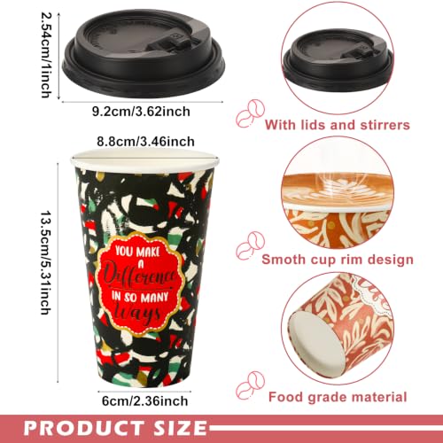 50 Pack 16 oz Disposable Coffee Cups with Lids Black Green - style: Brown, Black and Green Inspirational Quotes