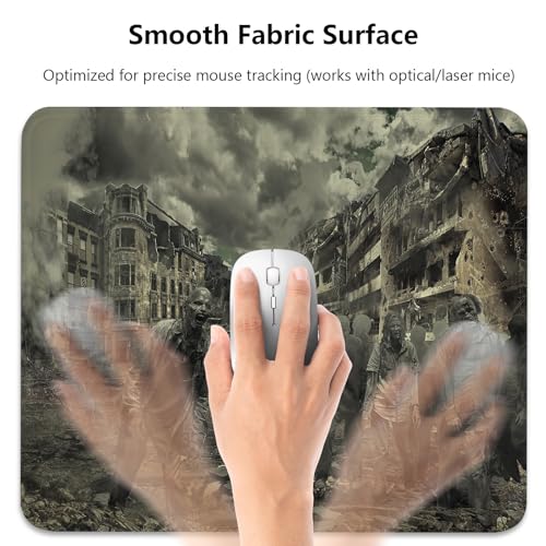 Zombie Apocalypse Ruined City Mouse Pad, Horror Halloween Dark Desk Mat - color: Color_DE0012XX