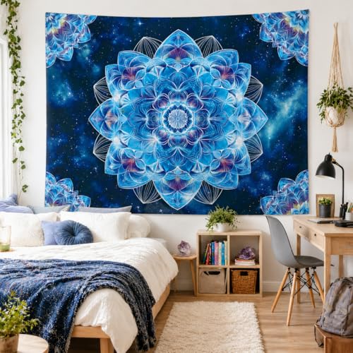 Apdidl Mandala Space Tapestry for Bedroom, Boho Blue Galaxy Sky Tapesries - color: Mandala Space Tapes try, size: 60"L x 51"W