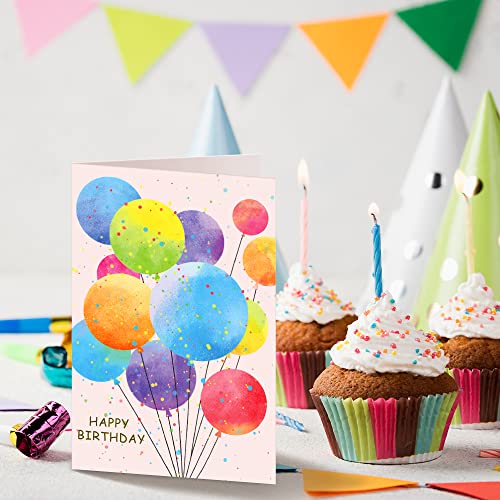 KiDEPOCH 50 Pack Happy Birthday Cards, Watercolor Birthday Cards Assortment, Assorted Blank Birthday Cards Bulk with Envelopes & Stickers for Birthday Party